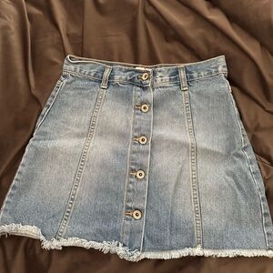 Denim Button-Front Skirt